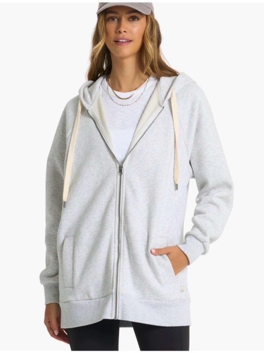 Vuori Restore Oversized Light Gray Long Full-Zip Hoodie